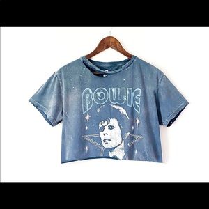 Bowie graphic over size crop tee